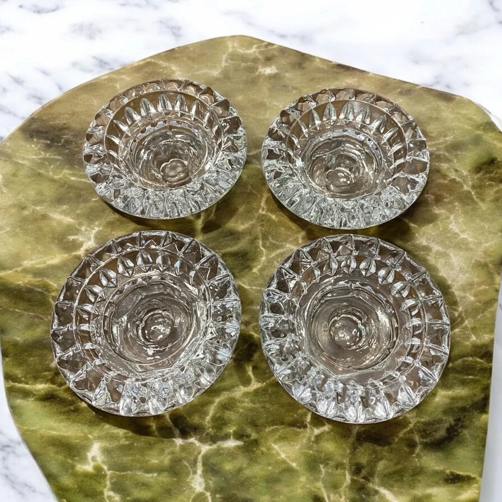 Vintage Clear Crystal Candle Holders Set of 4 Taper Votive 3.5